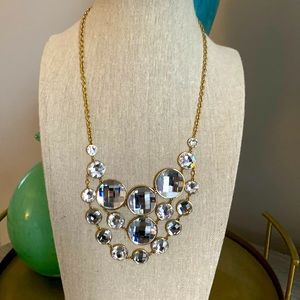 Champagne Bib Gold statement necklace with Swarovski crystals